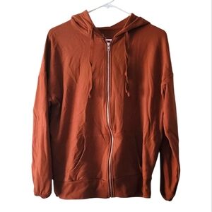 Time And Tru Rust Orange Zip-Up Hoodie Size Large